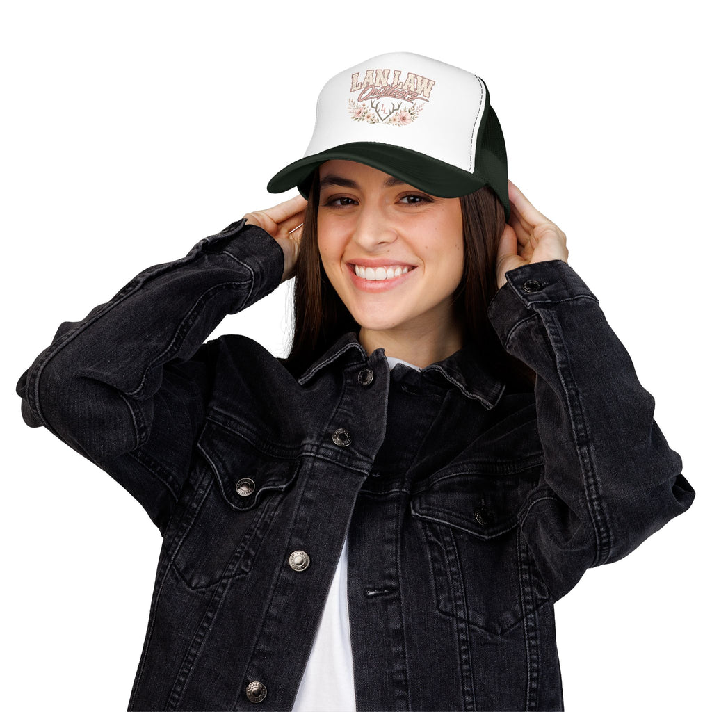 Trucker Hat — "Lan Law Outdoors" Floral Mesh Foam Cap