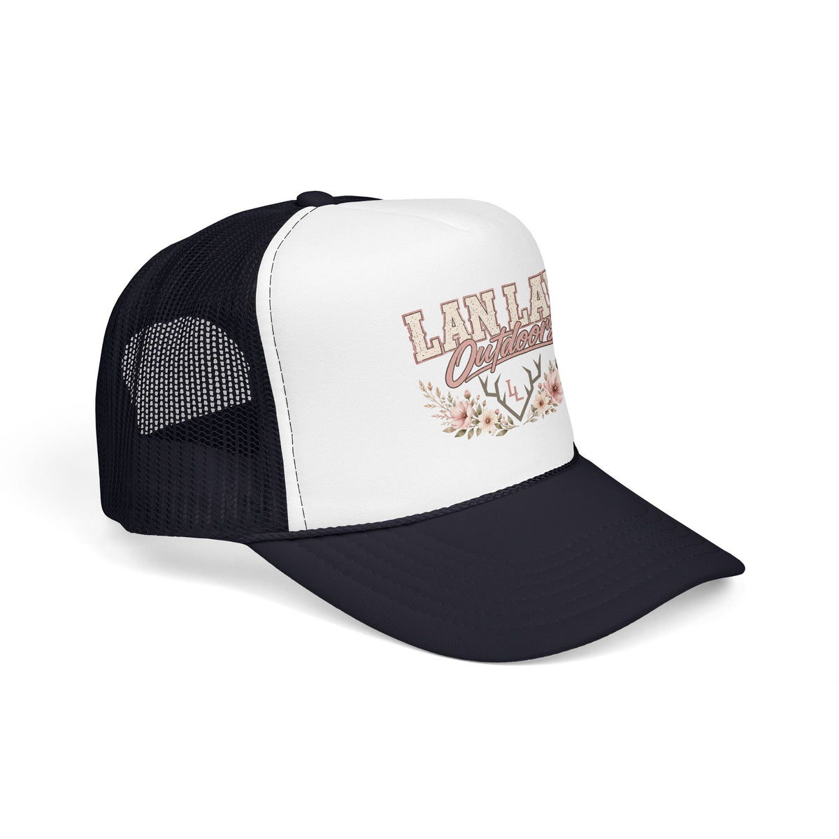 Trucker Hat — "Lan Law Outdoors" Floral Mesh Foam Cap