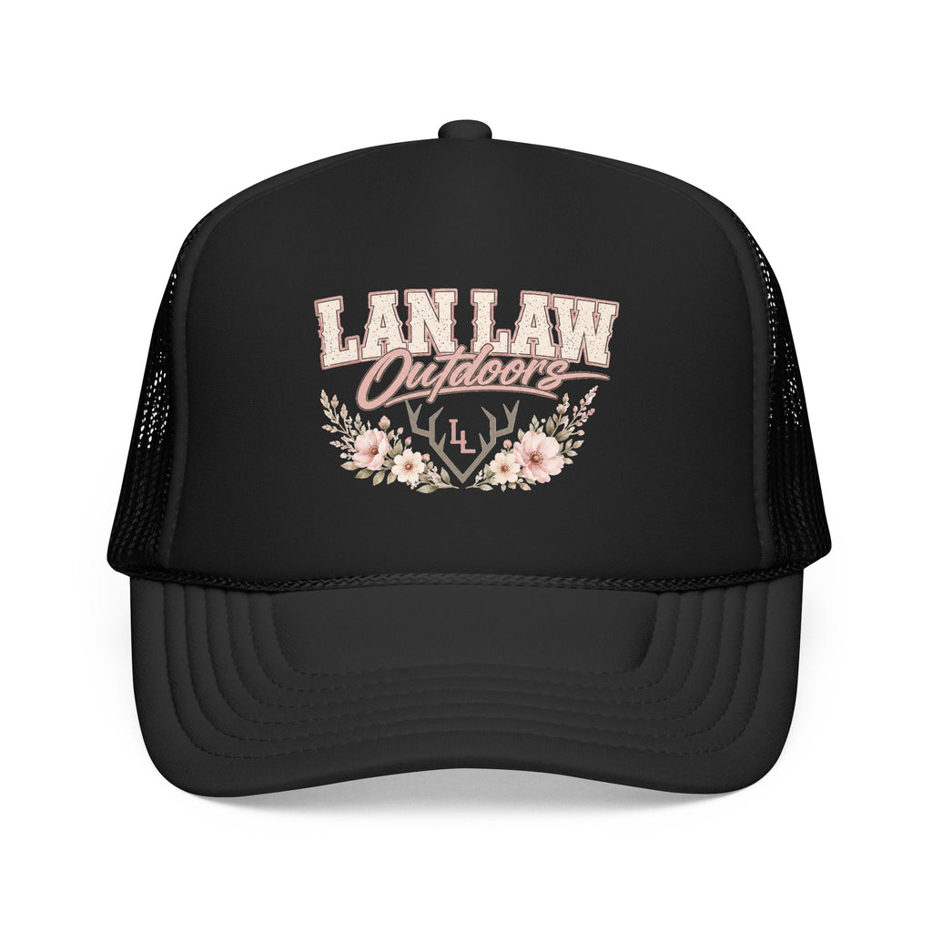 Trucker Hat — "Lan Law Outdoors" Floral Mesh Foam Cap