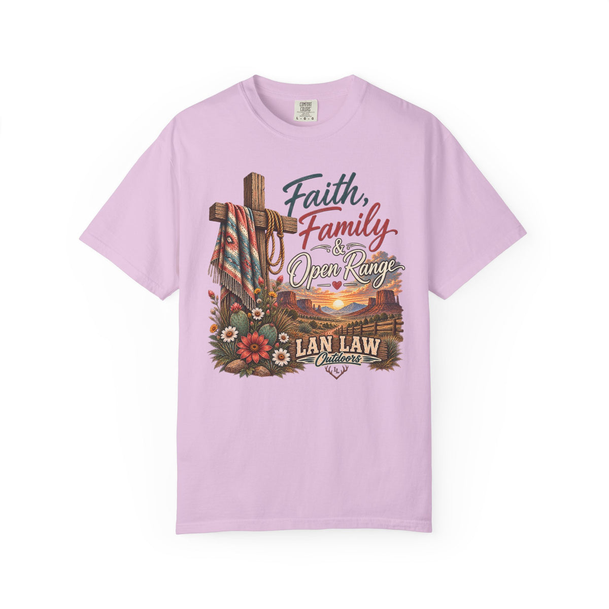 Faith, Family & Open Range T-Shirt — Western Ranch Lan Law Graphic Tee
