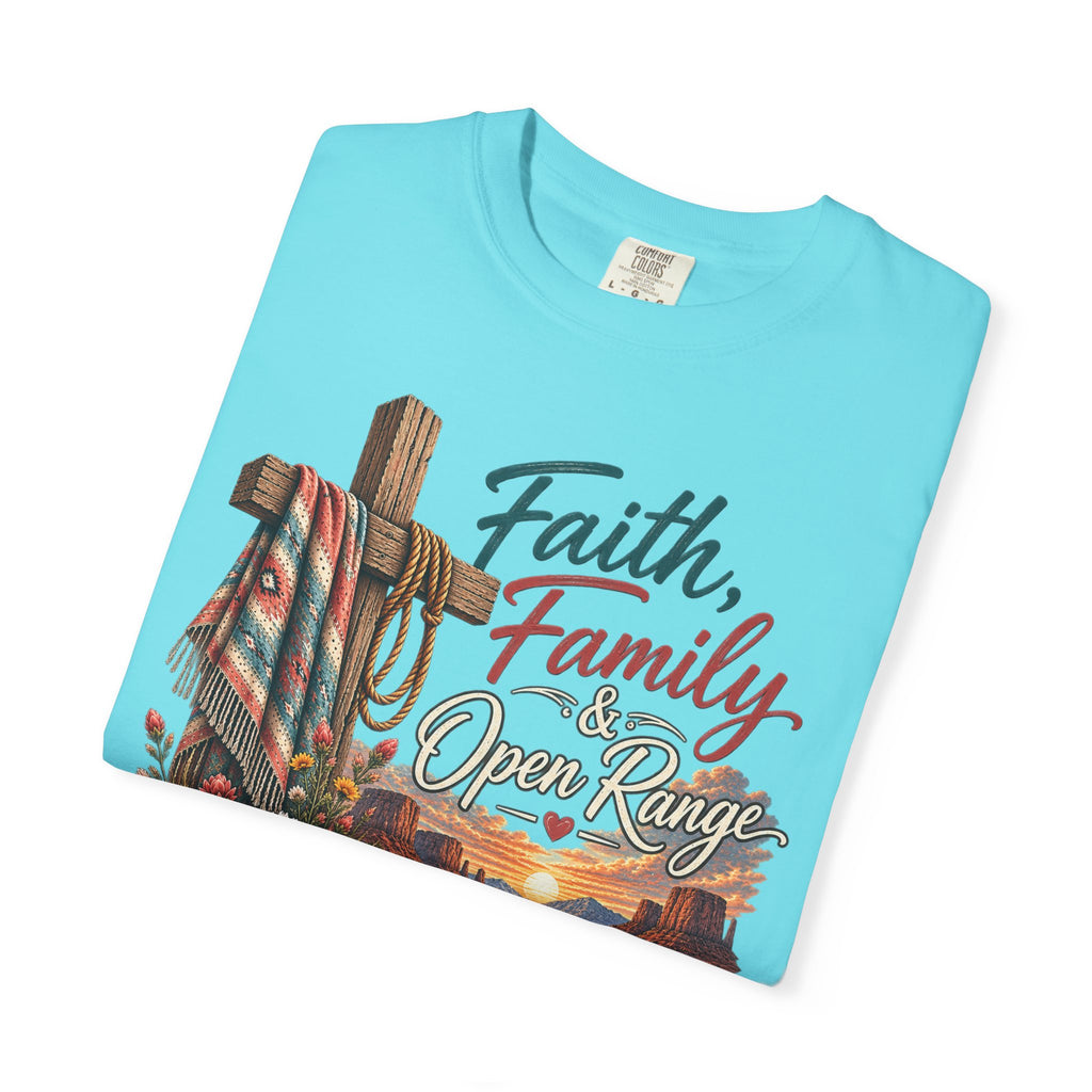 Faith, Family & Open Range T-Shirt — Western Ranch Lan Law Graphic Tee