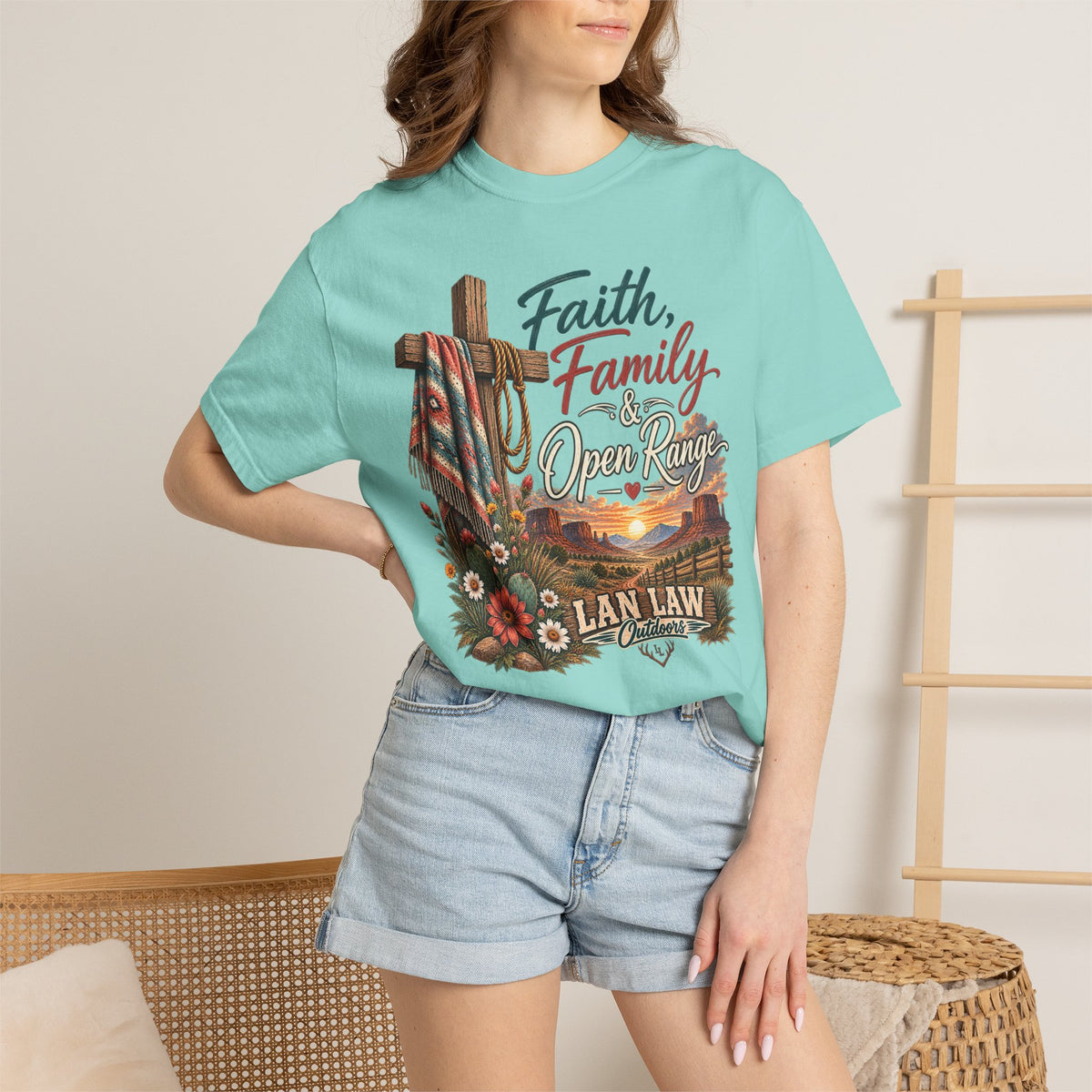 Faith, Family & Open Range T-Shirt — Western Ranch Lan Law Graphic Tee