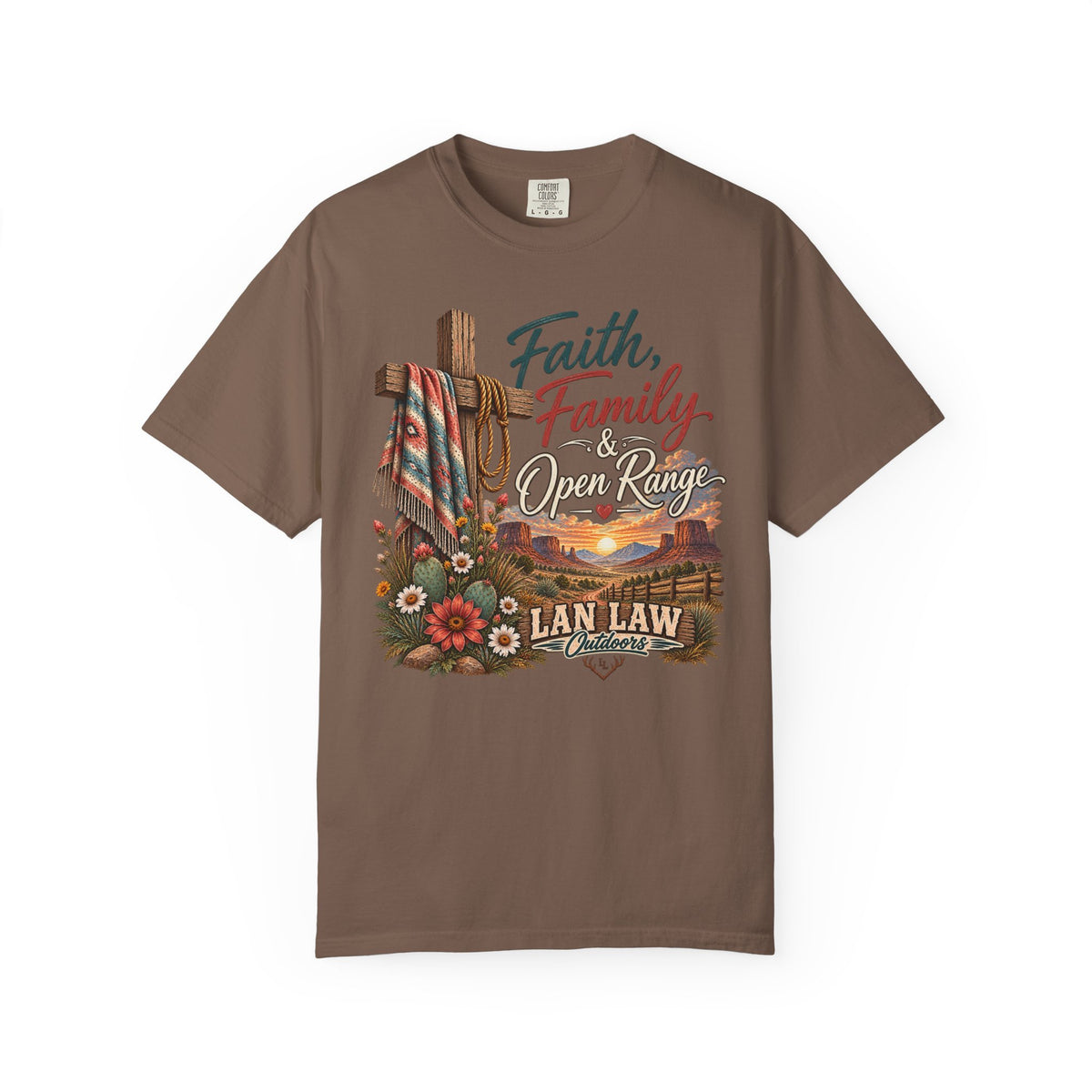 Faith, Family & Open Range T-Shirt — Western Ranch Lan Law Graphic Tee