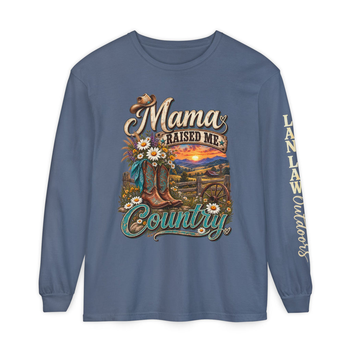 Mama Raised Me Country Long Sleeve Tee