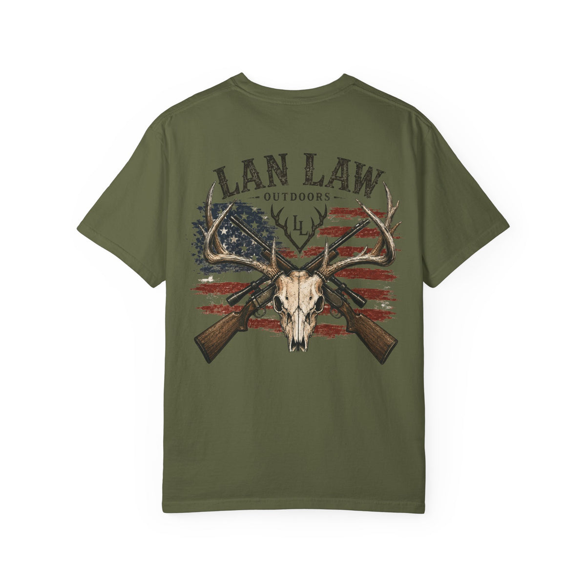 American Flag Deer Skull Tee