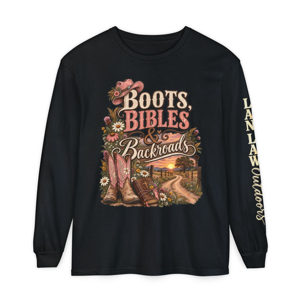 Boots, Bibles & Backroads Long Sleeve Tee